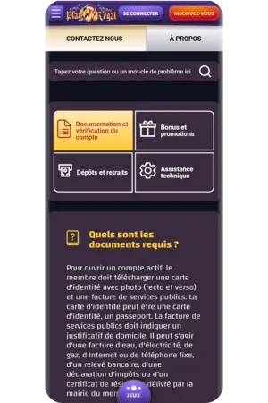 Service client Play Regal connexion casino enregistrement assistance disponible